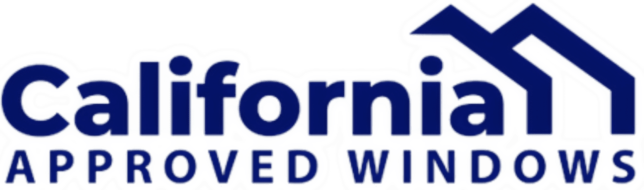 Blue stylized house and text emblem